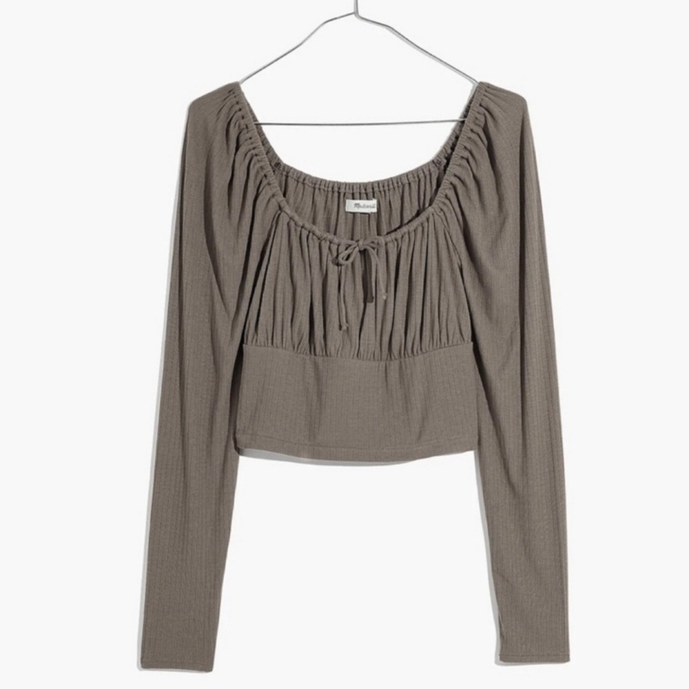 Madewell Long Sleeve Top Crop size small taupe